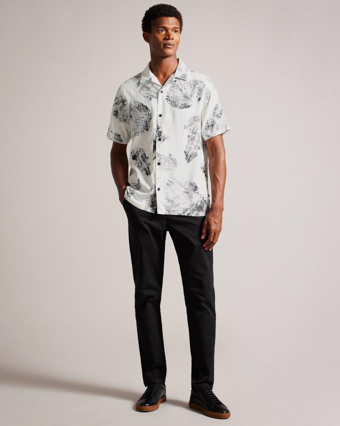 Chemises Ted Baker Photographic Leaf Print Blanche Homme | LZI-42623972